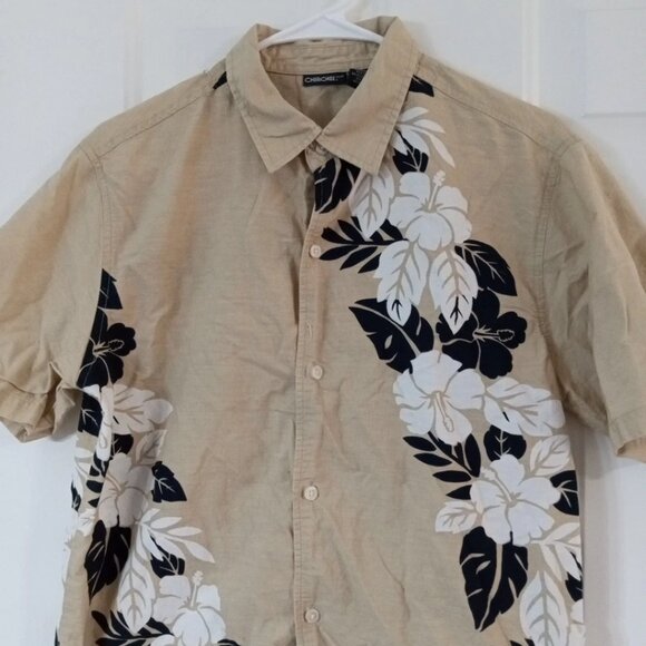 Cherokee Hawaiian Shirt Boys XL (14-16) Button Down Beige 100% Cotton - Picture 2 of 5